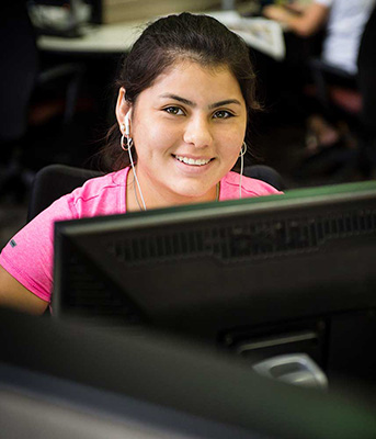 Female taking test.